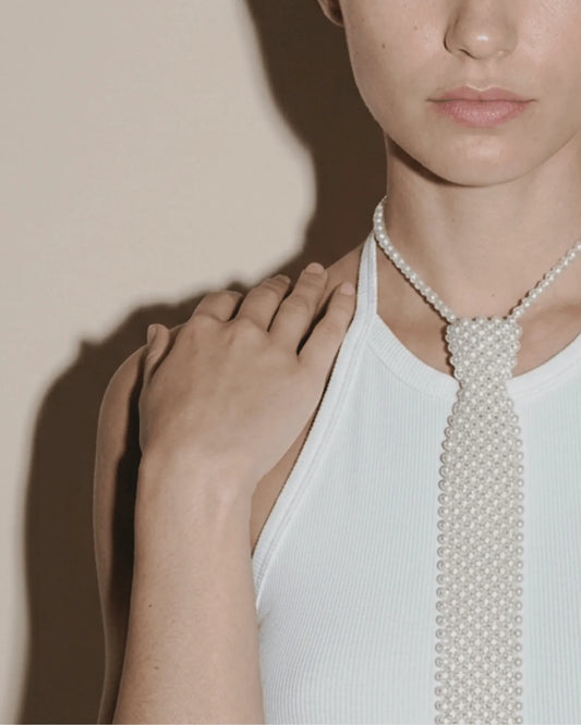 DNSKCopenhagen Lisa Neck Tie Cream Pearls Justerbar