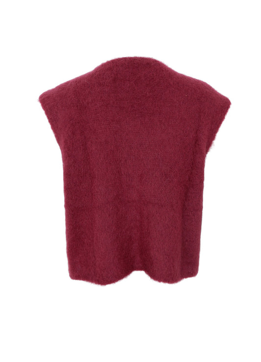 Black Colour Bjoerk Knitted Vest  1217 Burgunder