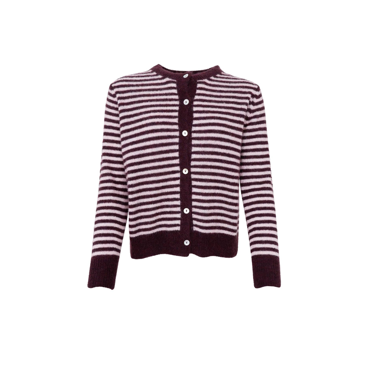 Black Colour Dell Striped Knit Cardigan Plum