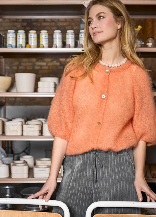 Black Colour Bjoerk Patent Cardigan Peach