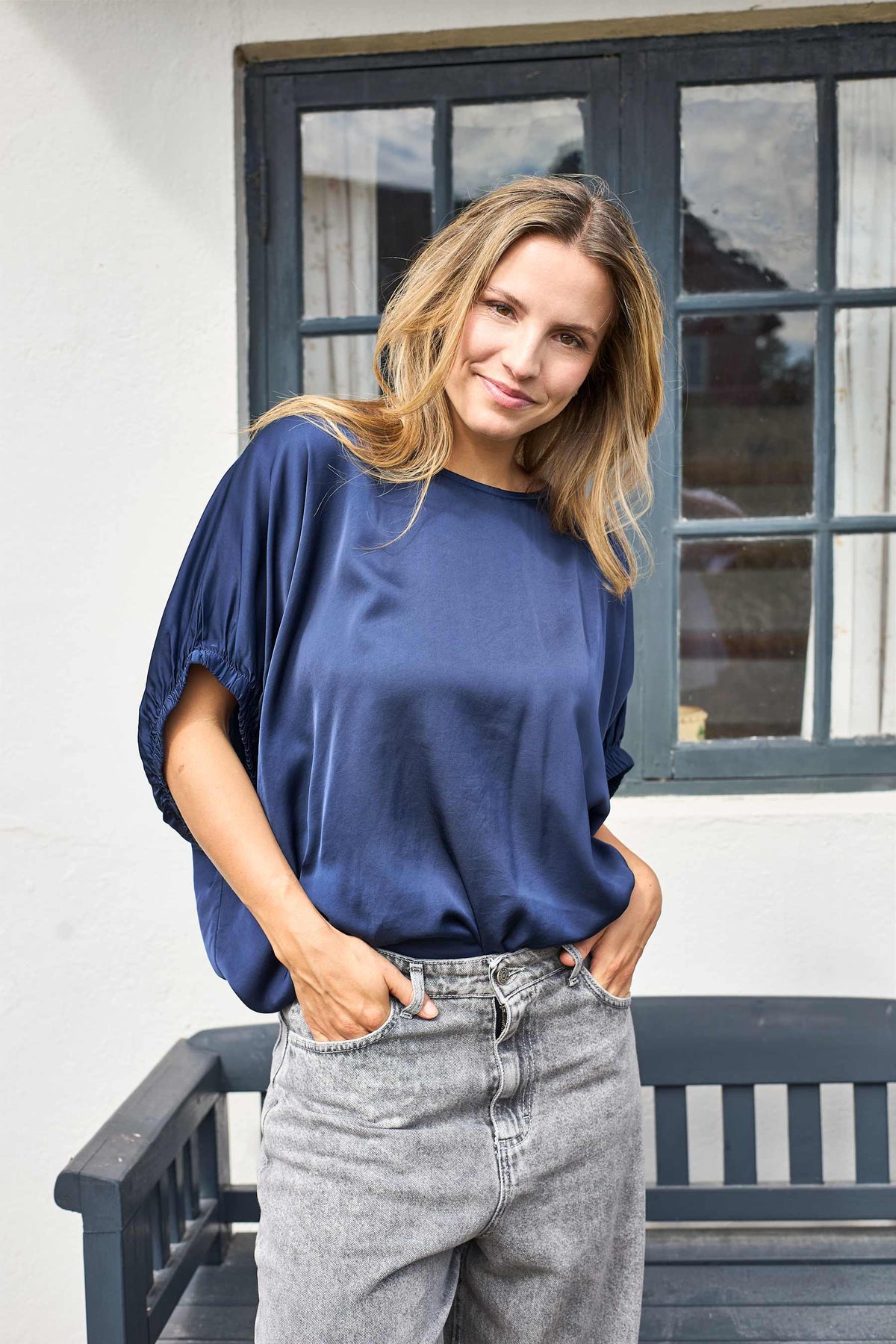 Black Colour Mabel Blouse Dark Blue