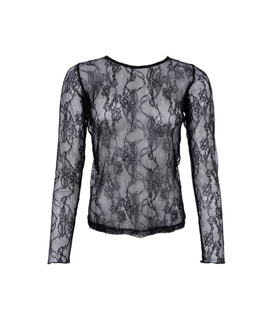 Black Colour Lara Lace Blouse - Black