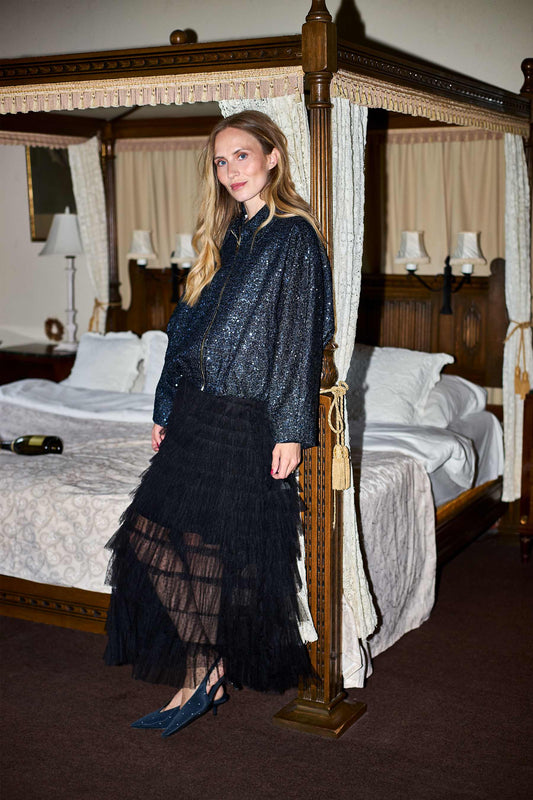 Black Colour Angelina Mesh Skjørt Black