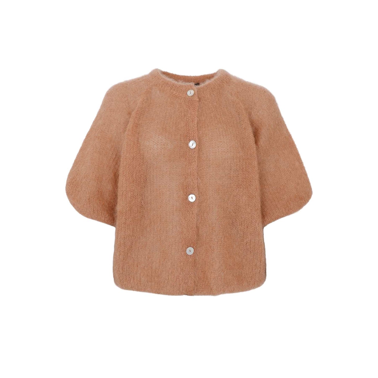 Black Colour Bjoerk Patent Knit Cardigan Camel