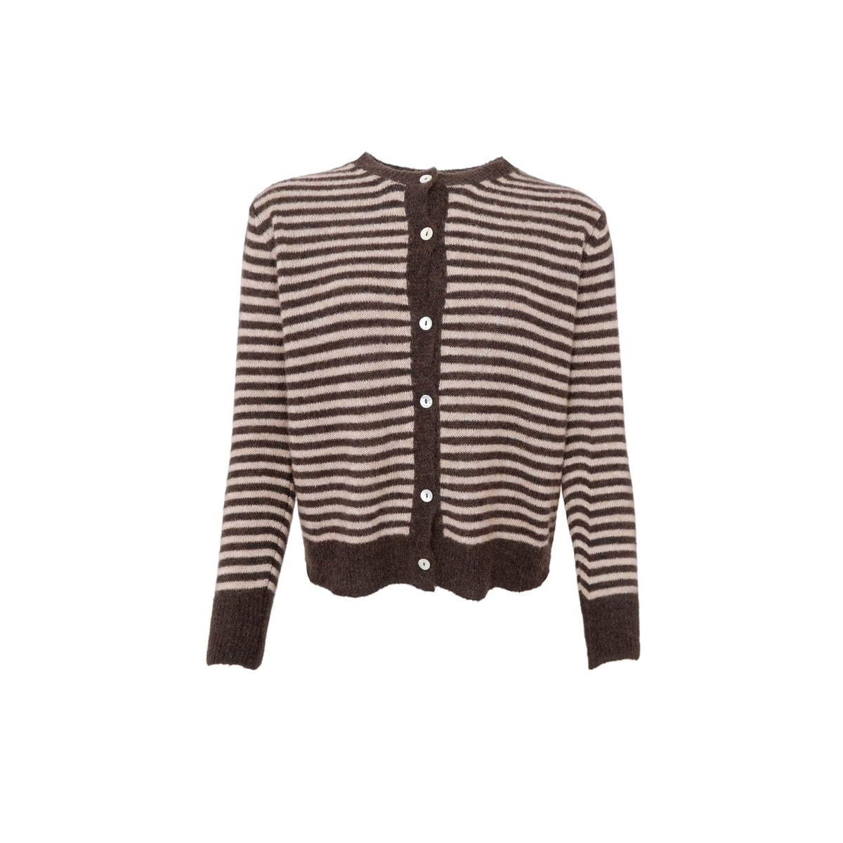 Black Colour Dell Striped Knit Cardigan Coffee
