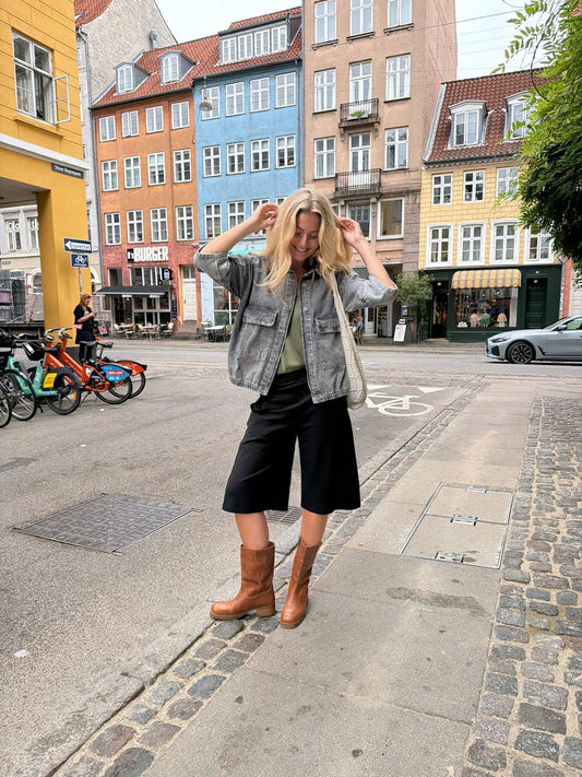 Black Colour Davina Panel Shorts Coffee