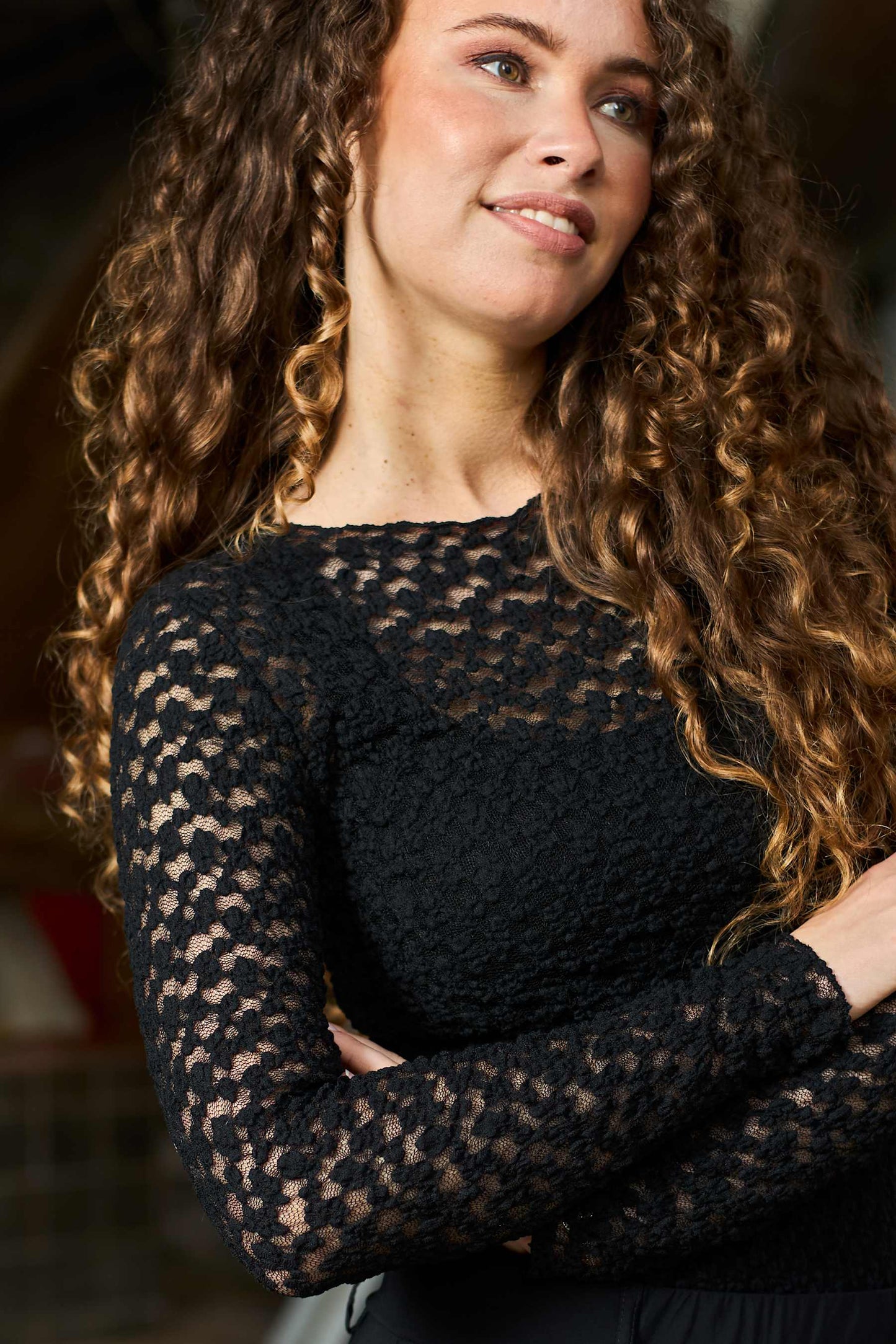 Black Colour Blair Lace Blouse