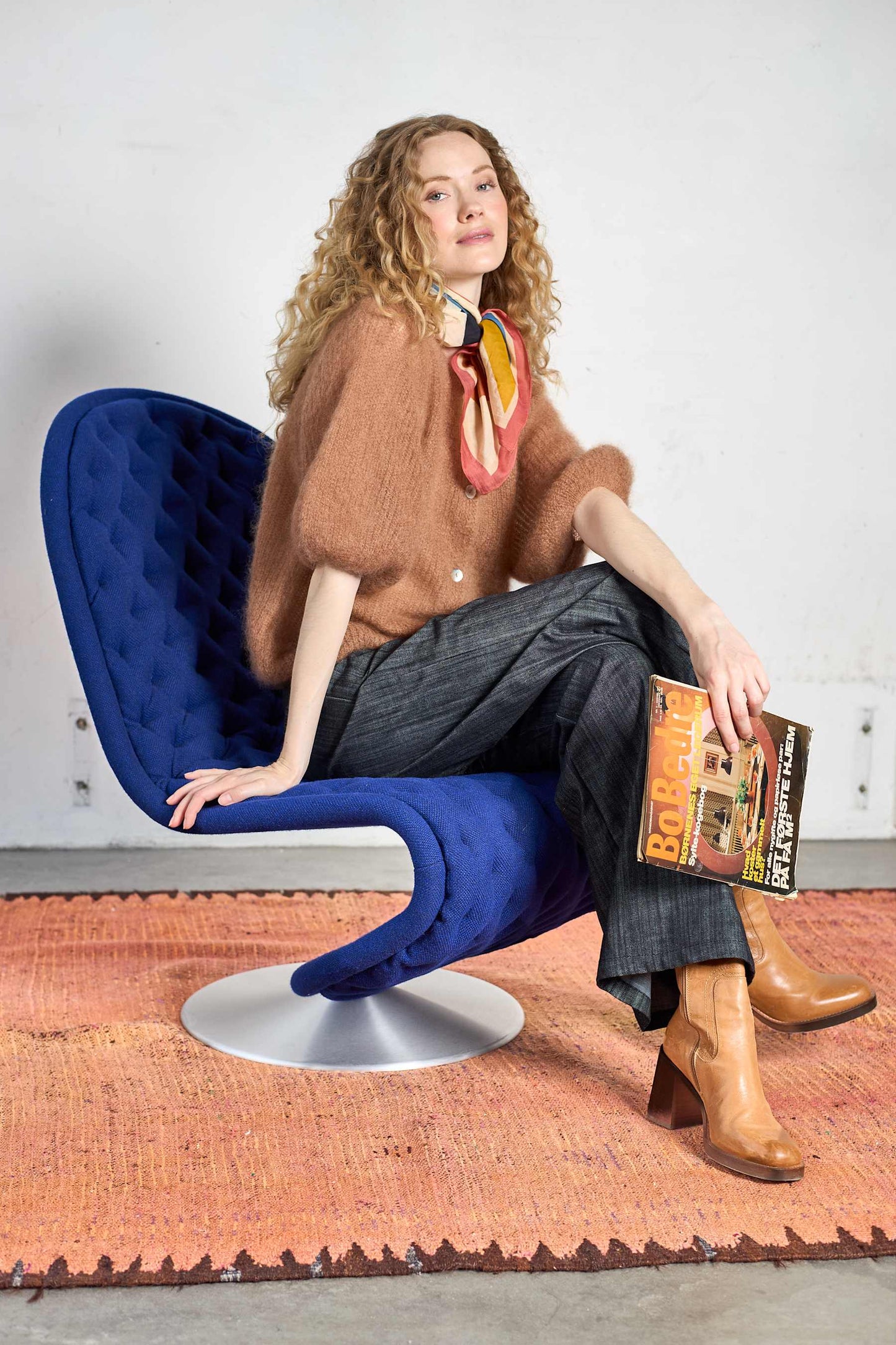 Black Colour Bjoerk Patent Knit Cardigan Camel