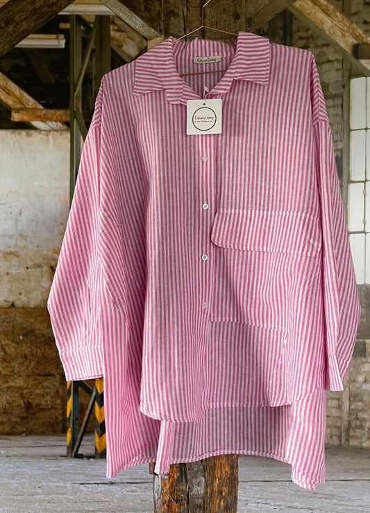 Cabana Living Osaka oversize Skjorte 11777 Pink Stripe