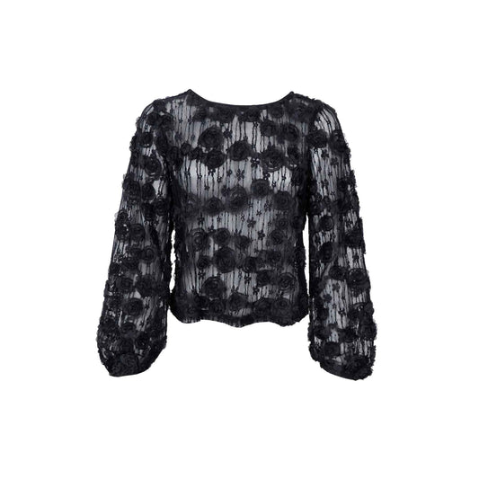 Black Colour Celloise Blomsterbluse Black