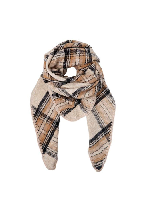 Black Colour Leoni chequered Scarf - Creme