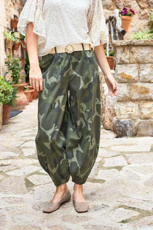 Black Colour Ally Balloon Pant Army Camouflage