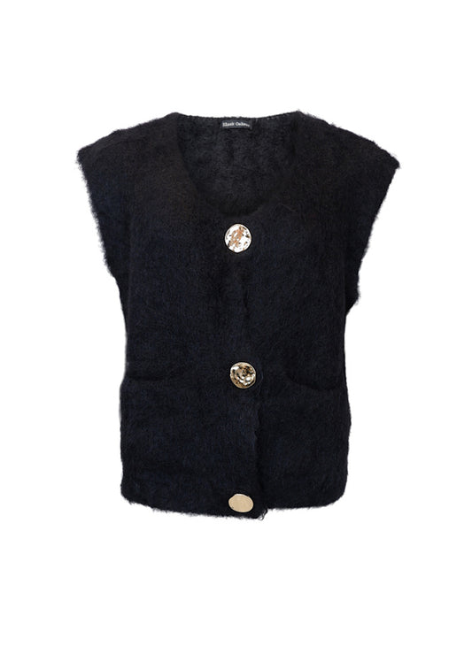 Black Colour Bjoerk Knitted Vest  1217 Sort