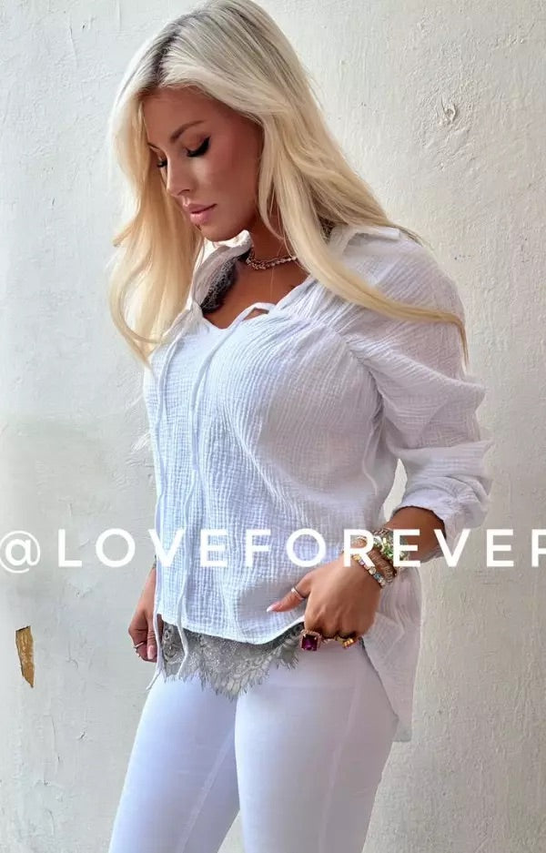 Love Forever Mirre Cotton Blouse White