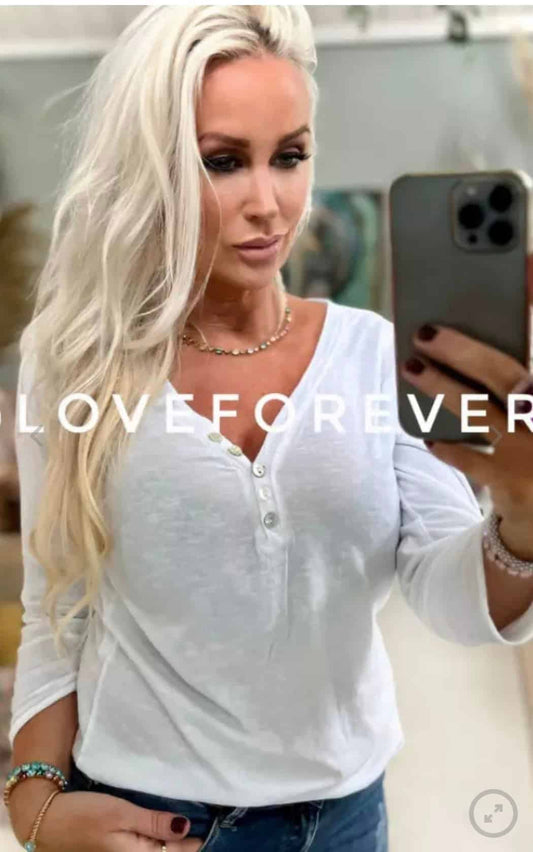 Love Forever Lucky T shirt Long Sleeves White