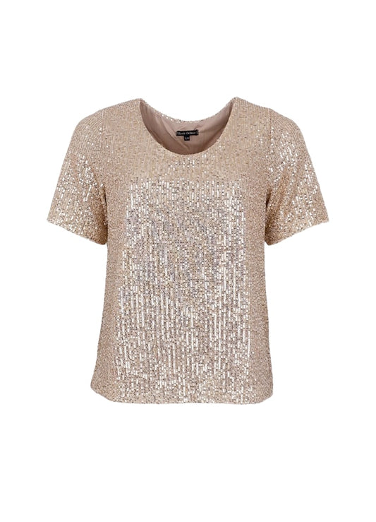 Glam Sequin Blouse Gold